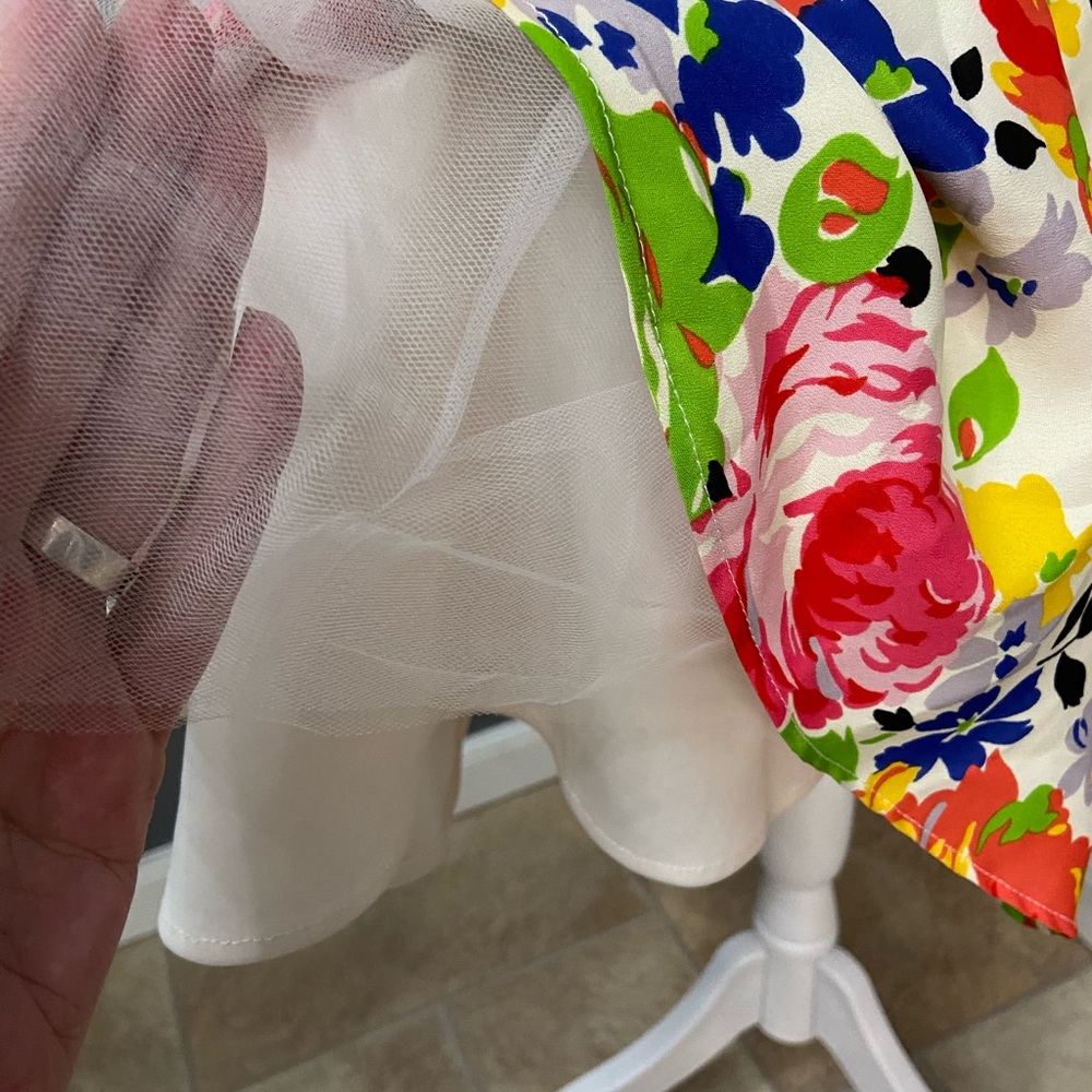 Betsey Johnson Cream Floral Dress with Pink Yellow & Blue Accents fit & flare 14 - Picture 5 of 16